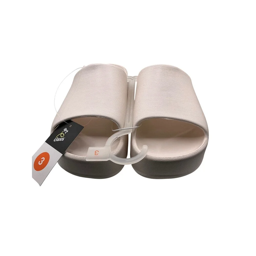 Art Class Kids Platform Slide Sandals Cream Off White Chunky Slip On Size 3 NWT